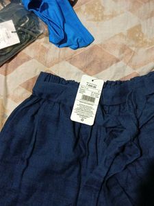 Blue Tie Waist Shorts