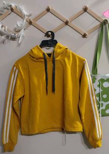 Mustard Hoodie with White Stripes