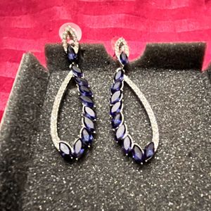 Drop Earrings - Blue And diamonds