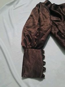 Satin Brown Blouse With Sext Criss Cross Back