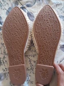 Seashell &amp; Pearl Embellished Flats