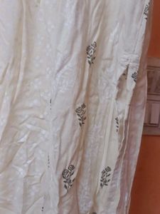 One Time Used Cream Embroidered Kurti