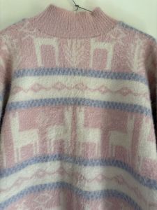 Pink Llama Pattern Sweater