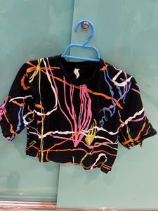 Abstract Print Crop Top