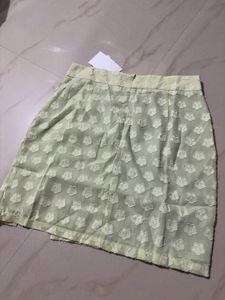Light Green Floral Mini Skirt