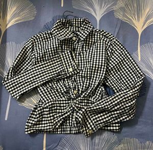 Branded Crop Checked Shirt