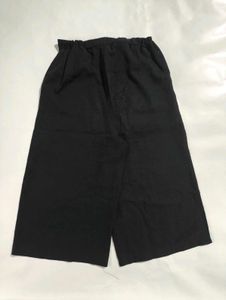 Black Wide-Leg Linen Plazzo | Women&#39;s Free Size