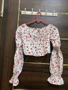 Floral Long Sleeve Crop Top
