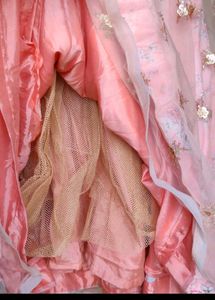 Designer Silk And Net Lehenga Choli With Dupatta