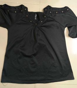 Black Cold Shoulder Top