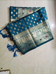Elegant Blue Banarasi  Silk Saree