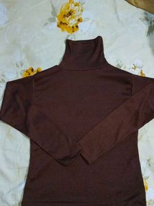Brown Turtleneck Top