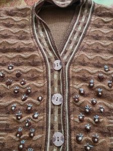 Brown Embellished Cardigan