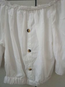 White Off-Shoulder Crop Top