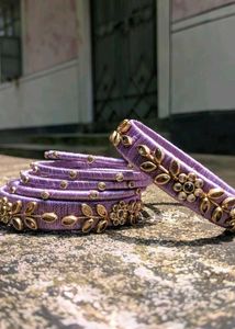 thread bangles with kundan work