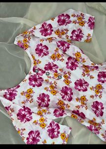 Floral Print White Kurti