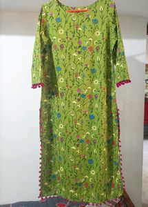 New A line Kurti ❤️with Pom Poms❤️