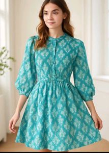 Elegant Green Printed Dress