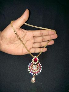 Gold-Tone Ruby &amp; Crystal Necklace