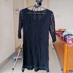 Black Lace above Knee length Dress