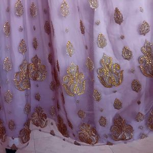 Mauve Anarkali Dress with Gold Detail