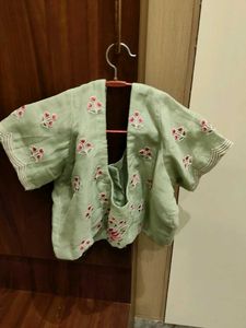 Embroidery Green Blouse