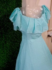 Polka Dot Blue Ruffle Dress