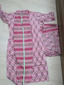 Pink Diamond Print Kurti Set