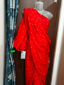Red Stone Work Saree