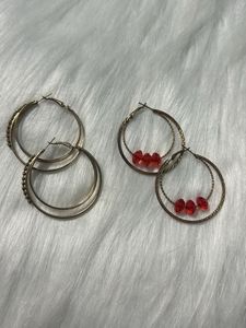 Golden Stylish Hoop Earrings Combo