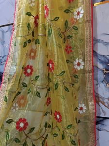Brand New Embroidery Organza Saree For Kids