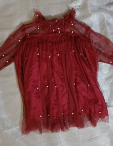 Woman Cute Rust Pearl Top