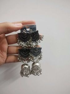 Silver and black Jhumka (Sale!)