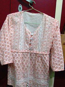 Peach Embroidered Kurta