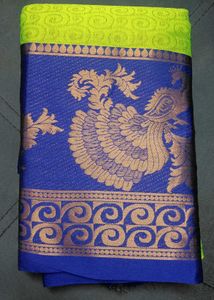 Blue & Green Peacock Design Saree