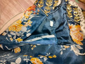Organza blue lehenga