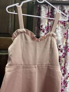 Pink Ruffle Trim Mini Dress