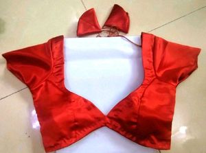 Non Padded Satin 1 Hook Backless Deep Neck Blouse