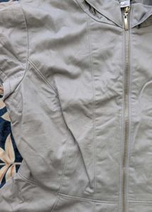 Gray Zip-Up Short Sleeve Top