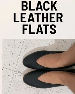 Black Leather Flats, Imported Pure Leathe