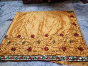 embroidery work saree with ready made blouse
