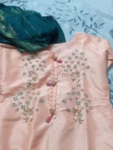 Peach Embroidered Sharara Kameez