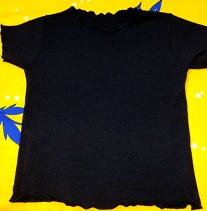 Black Ruffle Trim Top