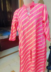 Pink &amp; Gold Striped Kurta