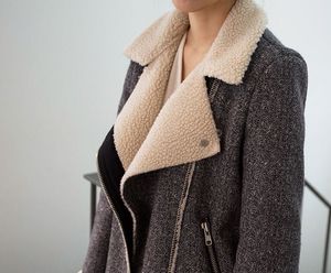 Sherpa Lined Wool Biker Jacket