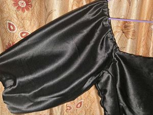 Black Satin Crop Top