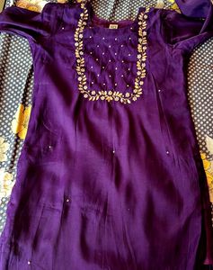 purple elegant kurta pant set