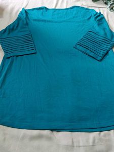 Blair Teal Striped Sleeve T-Shirt