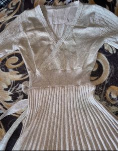 Golden Shimmer Winter Dress