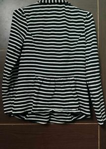 Black &amp; White Striped OvercoaT